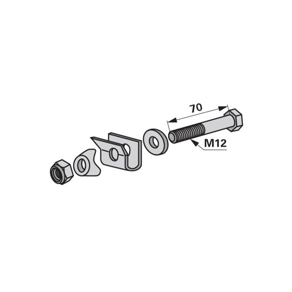 Zinkenhalter M12 x 70 mm zu Niemeyer 10168K - Variante 1 – Kreiselheuer Ersatzteil