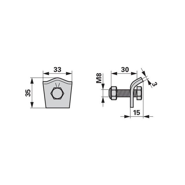 Zinkenhalter - M8 x 30 mm - zu Strautmann – Sonstiges für Ernte Ersatzteil