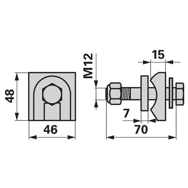 Zinkenhalter 57717410 - 57717400 - M12 x 70 mm - zu Kuhn – Grubber Halter Ersatzteil