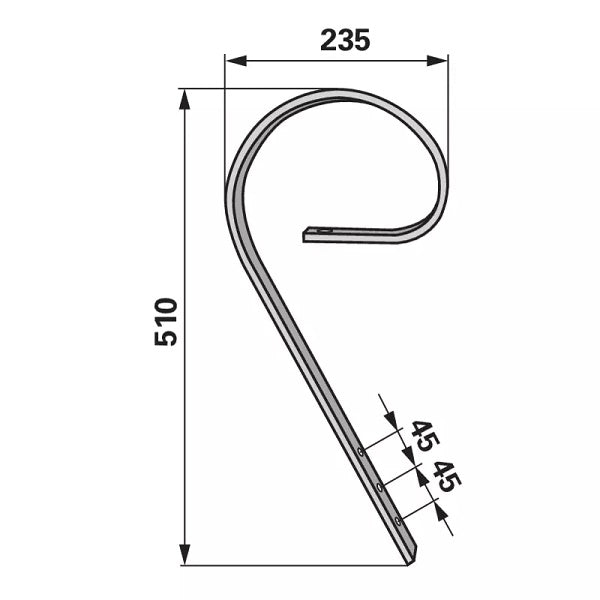 Zustreiferzinke - 45x10 mm - Länge 510 mm – Striegel Zinken Ersatzteil