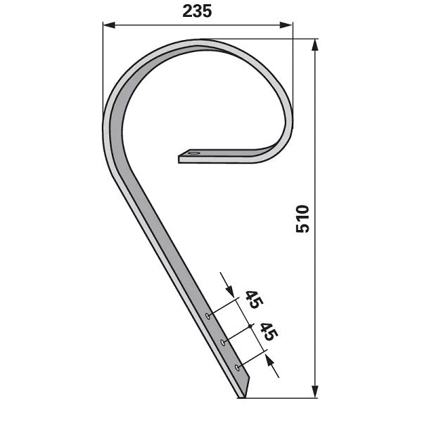 Zustreiferzinke - 80x10 mm - Länge 510 mm – Striegel Ersatzteil