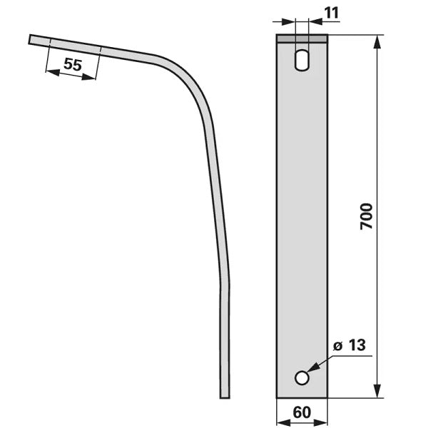 Zwischenfeder - Arbeitsbreite 60 mm – Striegel Ersatzteil