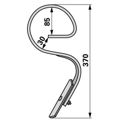 Garezinken gebogen mit Schar 25x8x370mm – Grubber Zinken Ersatzteil