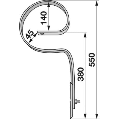 Kultivatorzinke 103555392 gerade mit Schare, 32 x 12 x 550 mm Einbauhöhe 380 mm zu Amazone – Grubber Ersatzteil