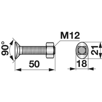 Planetenschraube M12x50 mit Mutter 10 Stück - Variante 1 – Schrauben Ersatzteil