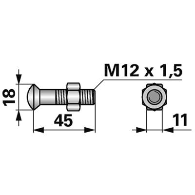Scharschraube mit Mutter 130PS M12x45 zu Feldherr 10 Stück – Schrauben Ersatzteil
