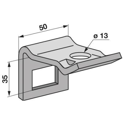 Zinkenhalter 32x10mm für Rahmen 40x15mm mit Verstärkungsfeder – Striegel Ersatzteil