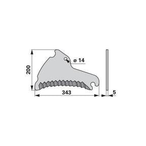 Ladewagenmesser L 343 mm, S 5 mm anstelle von Deutz-Fahr 06278720 - Variante 1 – Ladewagen Ersatzteil