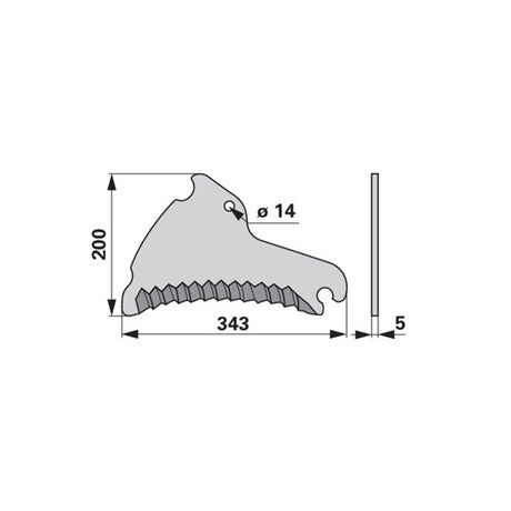 Ladewagenmesser L 343 mm, S 5 mm anstelle von Deutz-Fahr 06278720 - Variante 1 – Ladewagen Ersatzteil