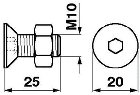 Universal  Senkschraube m. Nase, M 10 x 25 zu Mörtl – Schrauben Ersatzteil