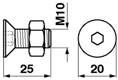 Universal  Senkschraube m. Nase, M 10 x 25 zu Mörtl – Schrauben Ersatzteil