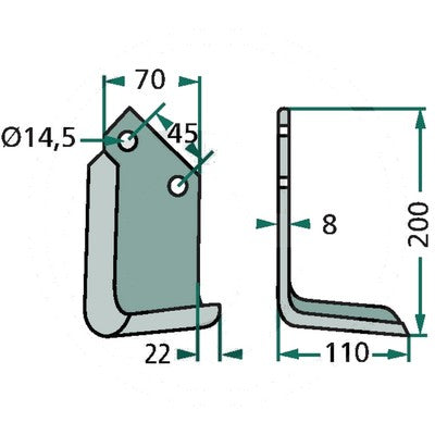 Winkelmesser rechts zu Landsberg 70 x 8 – Fräse Ersatzteil
