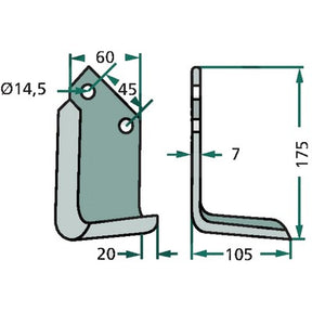 Winkelmesser rechts zu Landsberg 60 x 7 – Messer für Scheibenmähwerk Ersatzteil