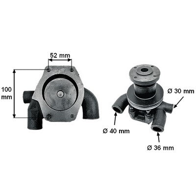 Wasserpumpe 3641823M91 mit Dichtung zu Eicher – Wasserpumpen Ersatzteil