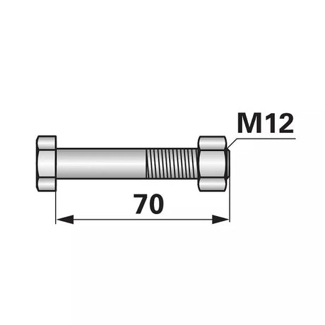 Abscherschraube - M12 x 70 mm - mit Mutter – Schrauben Ersatzteil