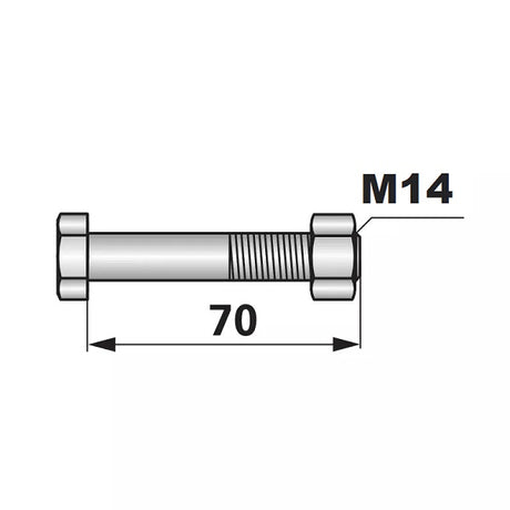 Abscherschraube - M14 x 70 mm - mit Mutter – Schrauben Ersatzteil