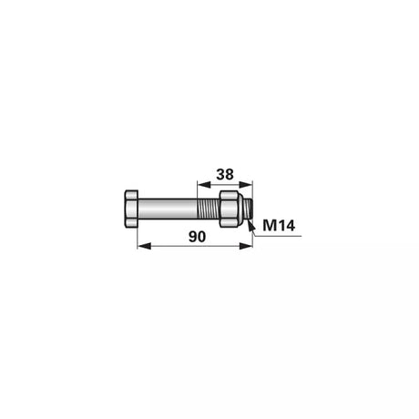 Abscherschraube - M14 x 90 mm - mit Mutter – Schrauben Ersatzteil