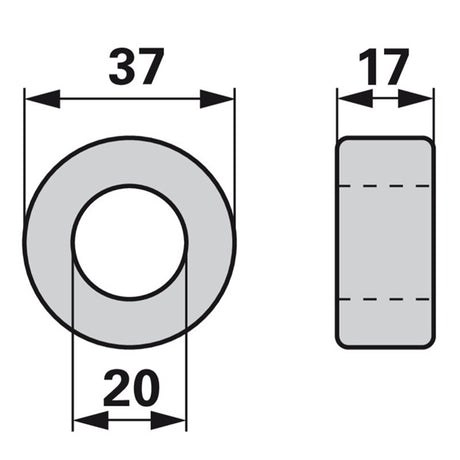 Antriebsrolle AD 37 x ID 20 x L 17 mm anstelle von Aebi B564466670 – Sonstiges für Balkenmäher Ersatzteil