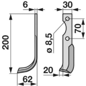 Bogenmesser links zu Honda 30 x 6