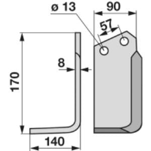 Winkelmesser links zu Howard 90 x 8