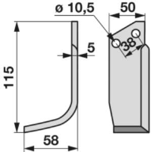 Bogenmesser links zu Pegoraro 50 x 5