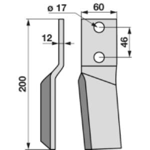 Fräsmesser links zu Perugini 60 x 12