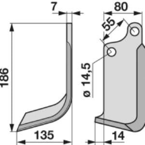 Bogenmesser links zu Sicma 80 x 7