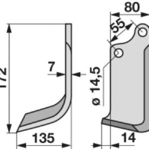 Bogenmesser links zu Sicma 80 x 7