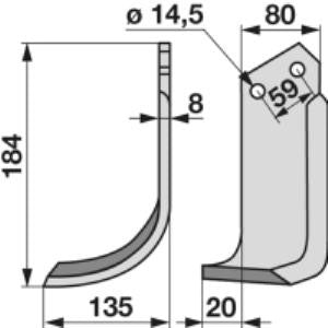 Bogenmesser links zu Tortella 80 x 8