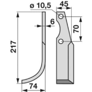Bogenmesser links zu Valpadana 45 x 6