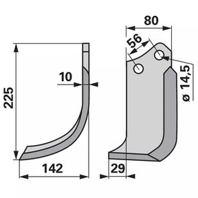 Bogenmesser - links - Arbeitsbreite 142 mm – Messer für Vertikutierer Ersatzteil