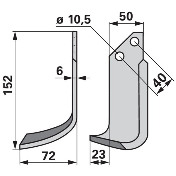Bogenmesser links zu BCS 42304 – Fräse Ersatzteil