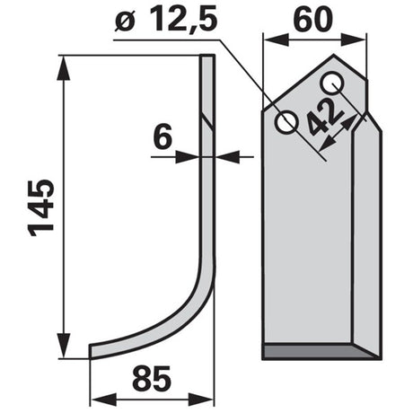 Bogenmesser links zu Comeb 60 x 6 – Fräse Ersatzteil