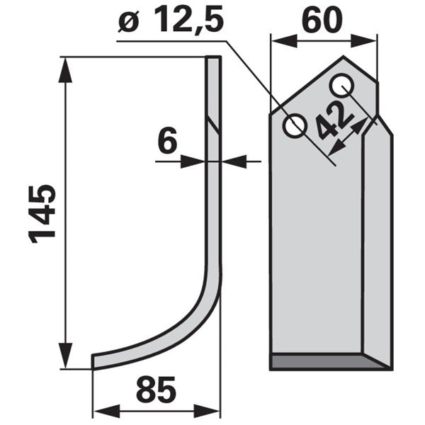 Bogenmesser links zu Comeb 60 x 6 – Fräse Ersatzteil