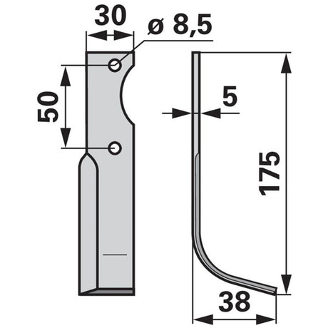 Bogenmesser rechts zu Adriatica 30 x 5 mm – Fräsmesser Ersatzteil