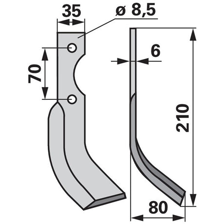 Bogenmesser rechts zu Adriatica 35 x 6 mm – Fräsmesser Ersatzteil