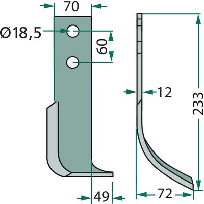 Bogenmesser rechts zu Kuhn 52322000 – Messer für Scheibenmähwerk Ersatzteil