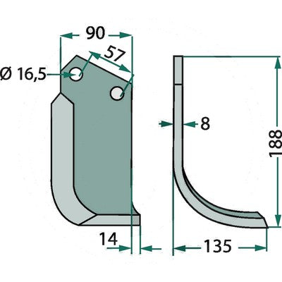 Bogenmesser rechts zu Kuhn K1601090 – Messer für Scheibenmähwerk Ersatzteil