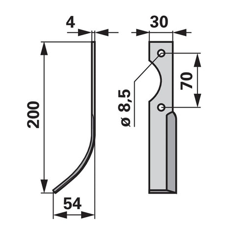 Bogenmesser links zu Honda 30 x 4 mm – Fräse Ersatzteil