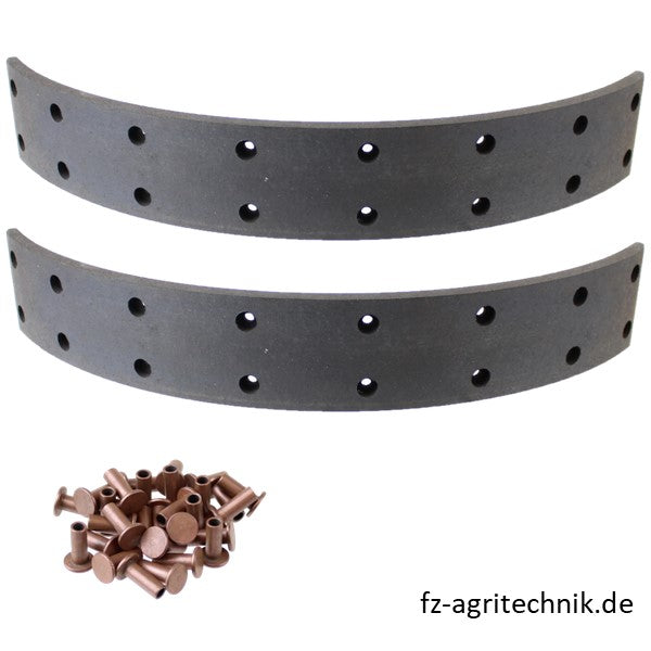 Bremsbelagsatz 435 x 60 x 8 mm - 16-Loch Fußbremse Hanomag lang – Sonstiges für Traktor Ersatzteil