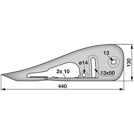 Bucher Außenschuh rechts, lose, Vierkant- Löcher H130.201.250 – Balkenmäher Ersatzteil