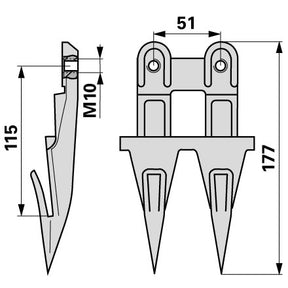 Bucher Doppelfinger für Mittelschnitt H150.115.220 – Finger für Balkenmäher Ersatzteil