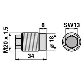 Sechskantschraube M20 x 1,5 x 34 mm anstelle von Bucher 15007084 – Schrauben Ersatzteil
