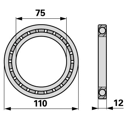 Bucher Rillenkugellager 75 x 110 x 12 mm H059.000.700 – Lager für Trommelmähwerk Ersatzteil