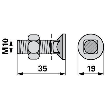 Bucher Schuhschraube M10 x 35  H130.159.440 – Schrauben Ersatzteil