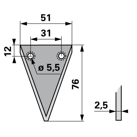Bucher Spitzklinge glatt für Gegenschneide H150.051.030 – Balkenmäher Ersatzteil