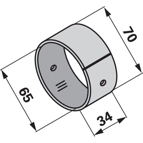 Buchse AD 70 x ID 65 x L 34 mm anstelle von Mengele 04076288 – Ladewagen Ersatzteil