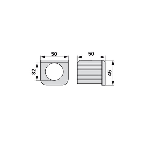 Buchse L 50 x B 50 mm, ID 32 mm Pöttinger 238.08.016.0 – Kreiselschwader Ersatzteil