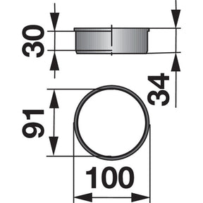 Buchse AD 100 x ID 91 x L 34 mm, Kunststoff Kuhn 56223600 – Buchsen Ersatzteil