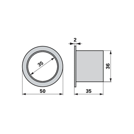 Buchse AD 50 x ID 36 x L 35 mm Kuhn 58565100 – Kreiselheuer Ersatzteil